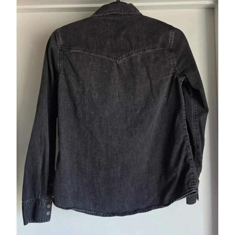 J. Crew Denim Shirt Women XS Black Cotton Long Sleeve Collared Button-Down